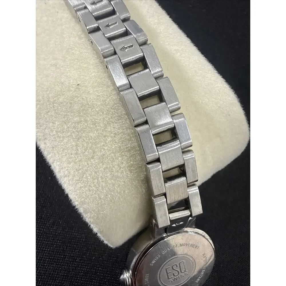 Vintage ESQ By MOVADO Womens Model E5372 New Battery 6” Band 24mm MOP Dial